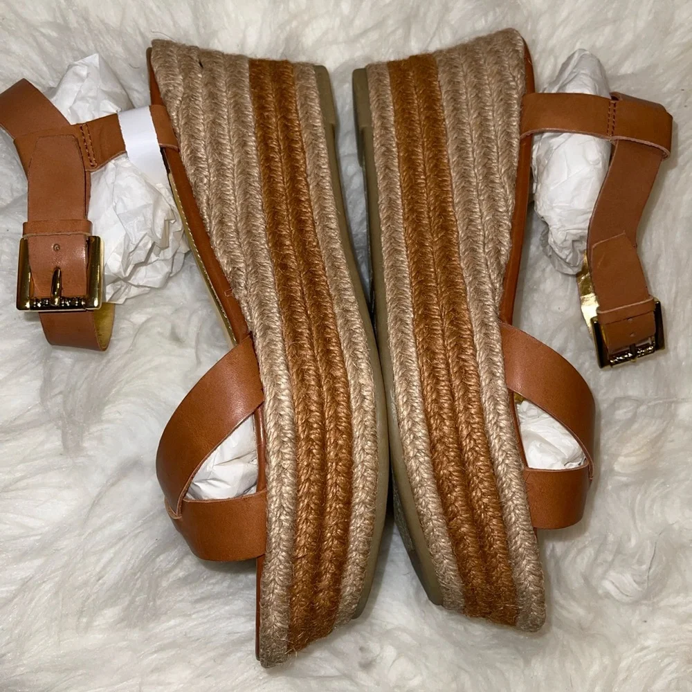 NEW❗️Lauren Ralph Lauren - Roberta Espadrilles Sandals - polo tan Wedge size 9.5 - Picture 3 of 12